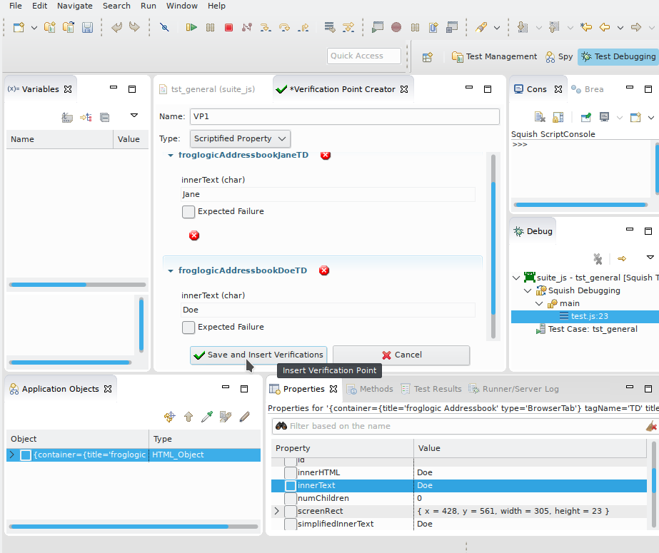 Two verification points about to be inserted