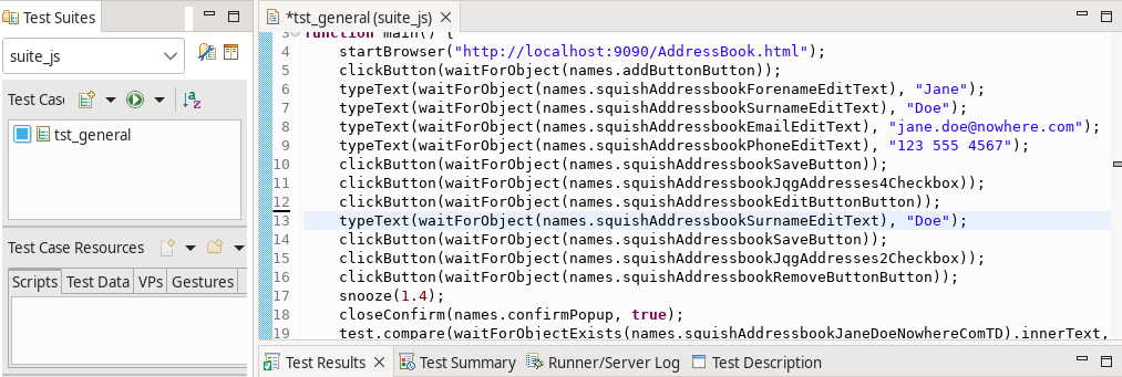 The recorded tst_general test