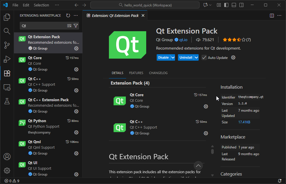 {Qt extensions in VS Code}