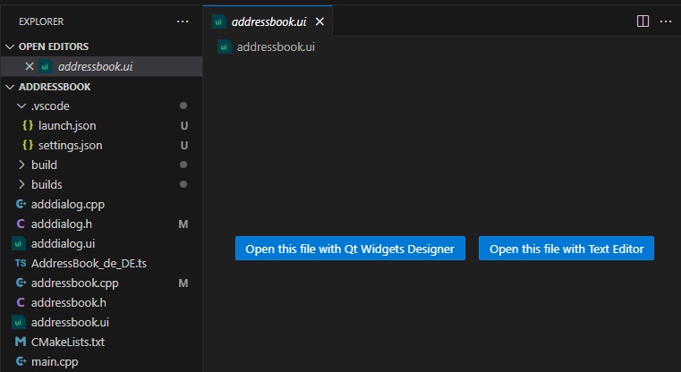 {Opening an .ui file in the Explorer}