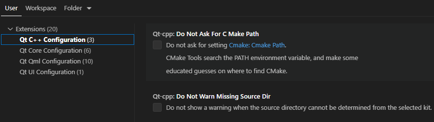 {Qt C++ Configuration}